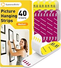 Summerbrite Picture Hangers Strips Heavy Duty, 20Pairs, Medium | No nails required, strong hook & loop adhesive, clean removal, ideal for frame & poster hanging, 40 strips total