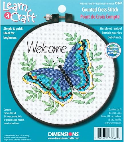 Dimensions 73147 Agujas con punto de cruz, mariposa de bienvenida