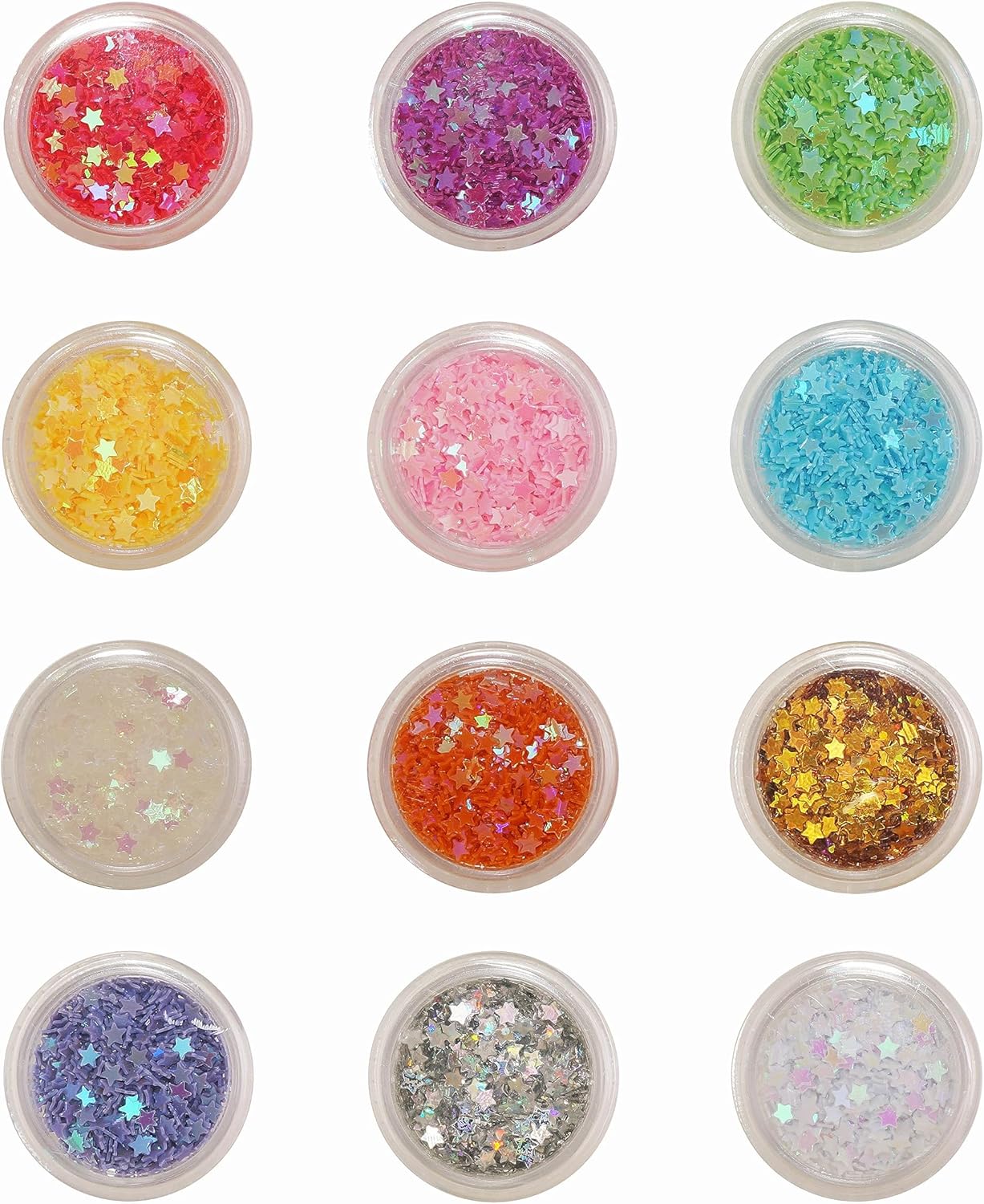 12 unidades de lentejuelas para uñas con purpurina de estrella, multicolor, purpurina gruesa, lentejuelas holográficas, Kawaii para uñas, escamas