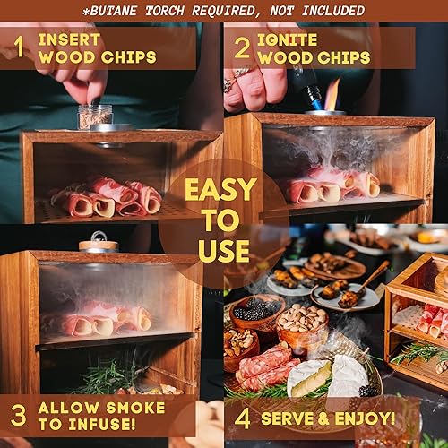Miniatura 2 de Bon Apperoo Caja de ahumador culinario con antorcha  Infusor portátil de alimentos fríos y cócteles  Kit de ahumado de whisky para interiores