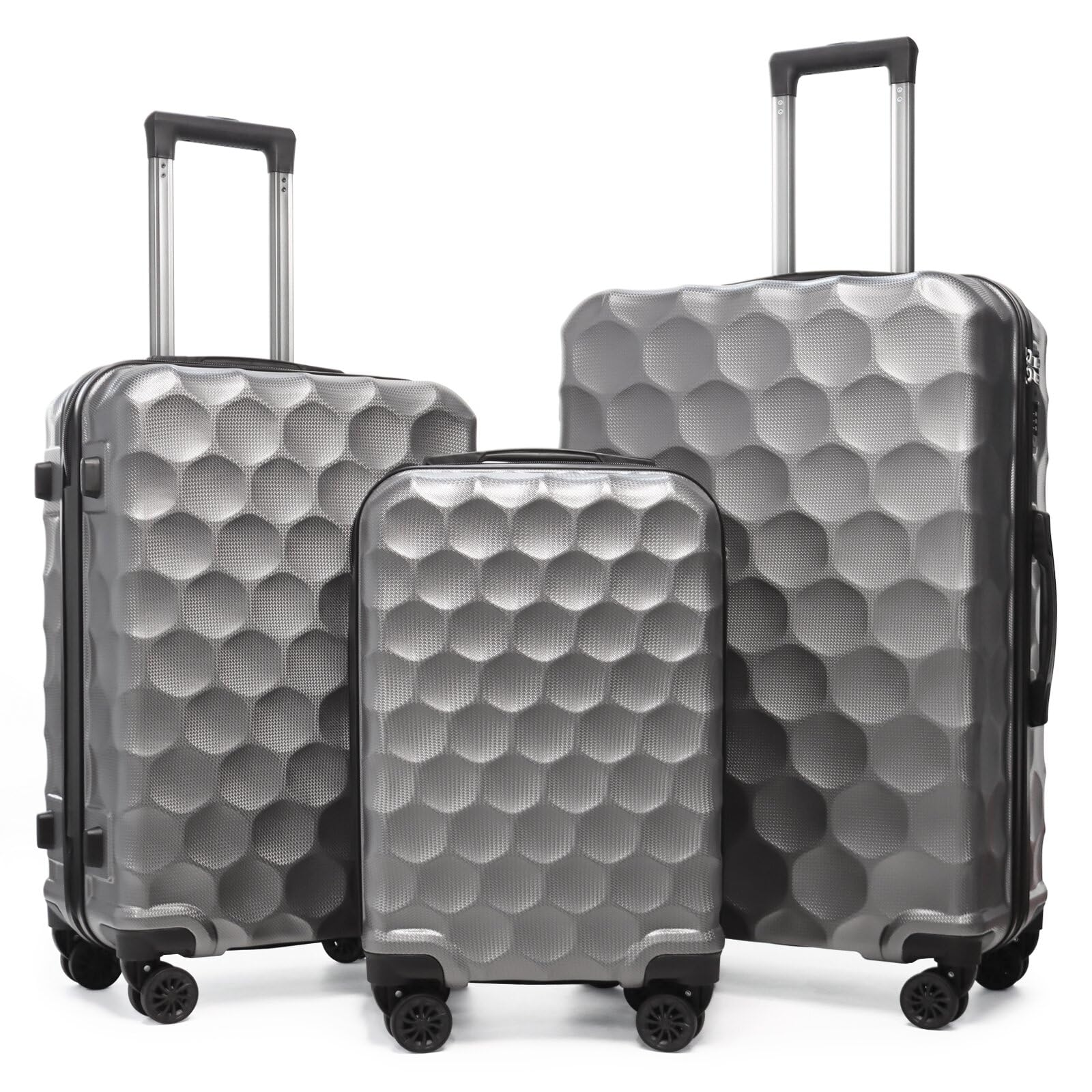 Aklsvion 3-teiliges Hartschalen-Koffer-Set mit doppelten Spinner-Rädern und integriertem Schloss