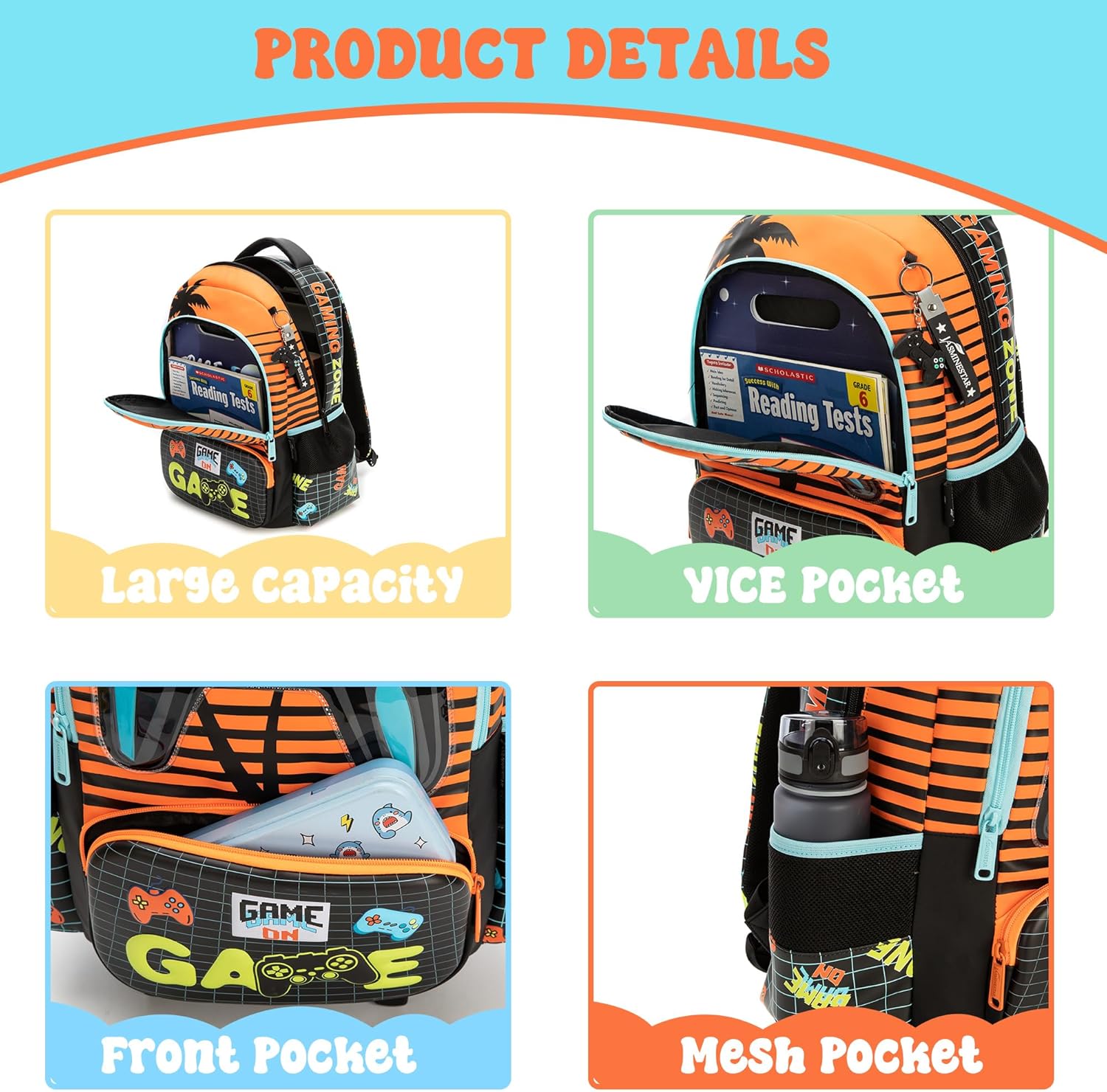 Meetbelify Kids School Backpacks for Girls Boys Backpack with Lunch Bag for Elmentary Students - Image 4