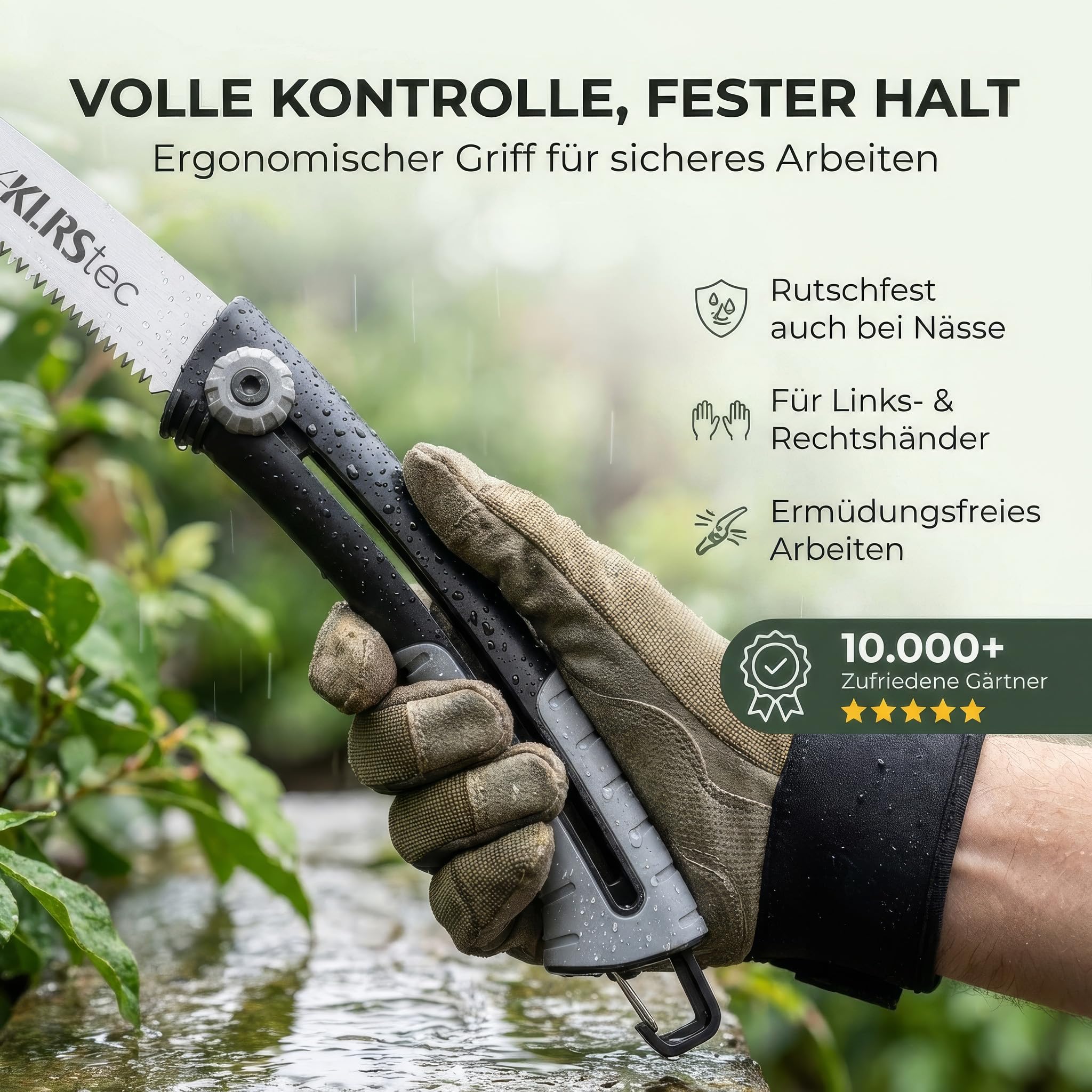 KLRStec SlidePro Astsäge [25cm Sägeblatt] Profi Handsäge mit Safety-Slide-Mechanismus aus SK5-Karbonstahl | Stabile Holzsäge, Gartensäge, Baumsäge & Outdoor Säge inkl. Tasche