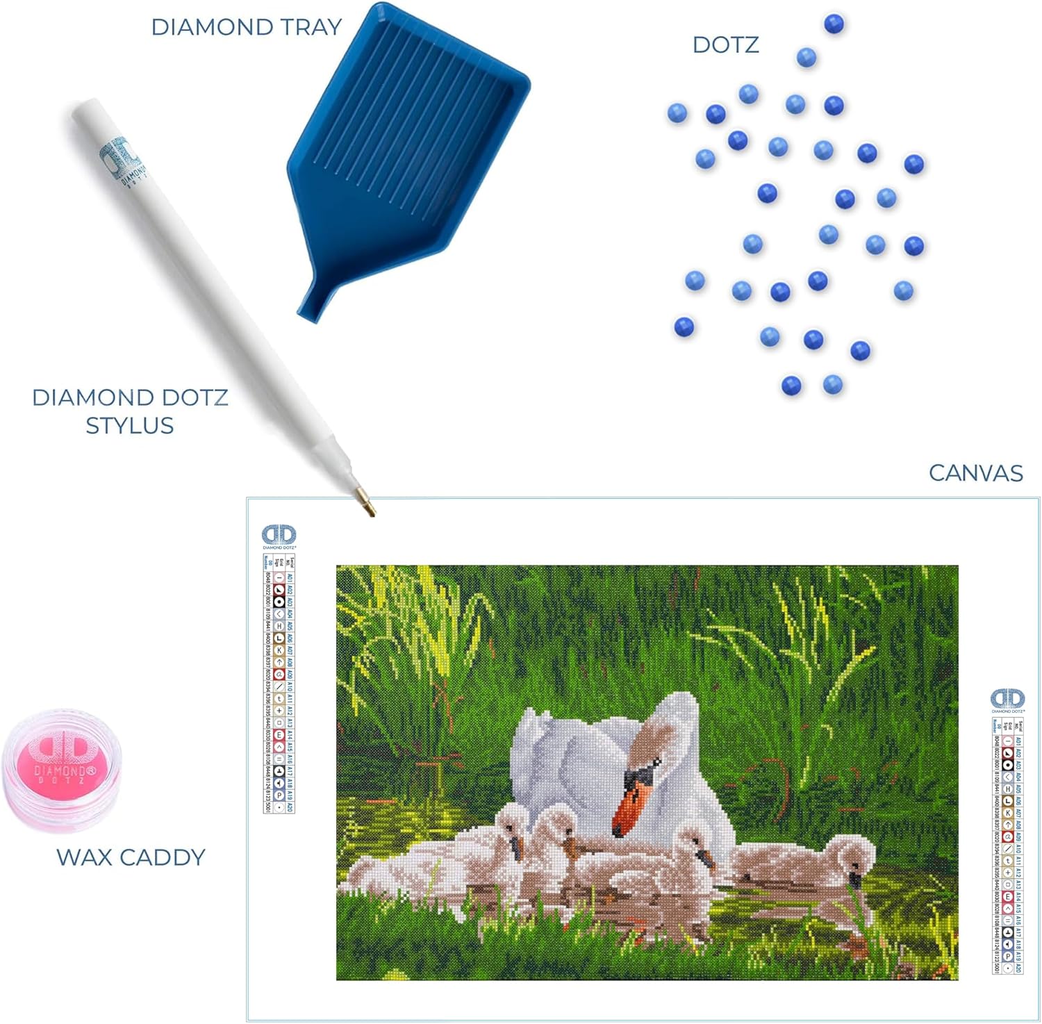 DIAMOND DOTZ Mother Swan & Signets Diamond Painting Kits for Adults - Diamond Art Kits a Relaxing Creative Craft Kit with Dotz Gems 16.1x24.4