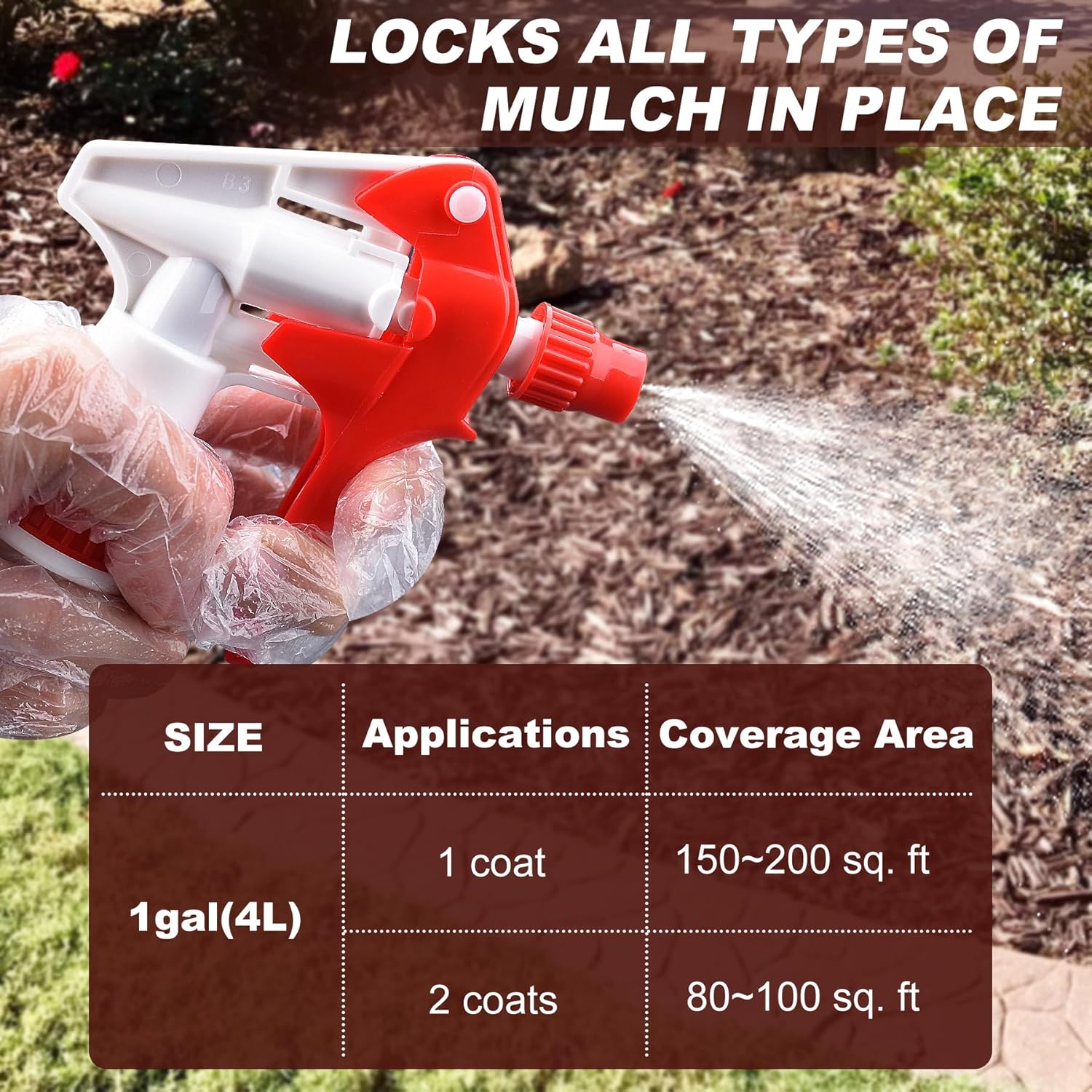 Mulch Glue - 0.5 Gallon Landscape Adhesive Gravel Binder Glue with Applicator for Landscaping Concentrate Covers, Garden - Ready to Use Non Toxic
