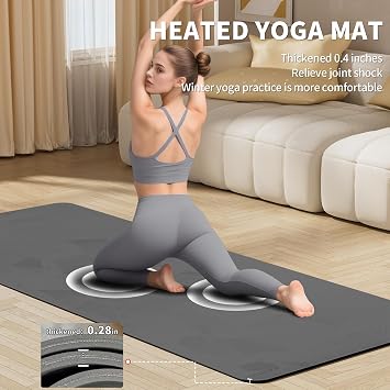PAIDU Heating mat, Extra Large Anti Slip Electric Heating Yoga mat (Deep Gray)