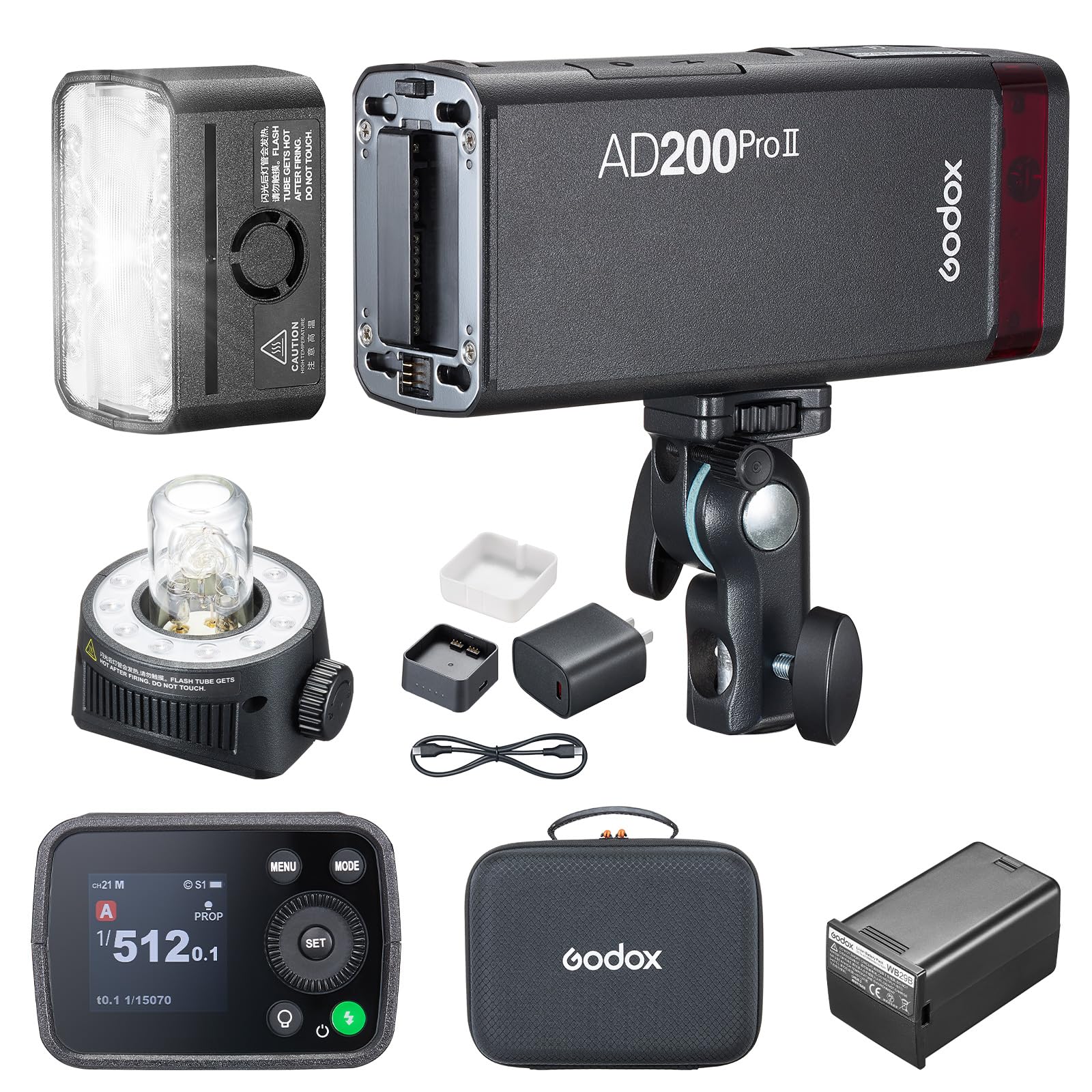 GODOX AD200 PRO II Flash (2025) AD200 PRO Strobe, Updated 200Ws 2.4G 1/512 to Full Power (1/1) Ten-Step Power Adjustment, Color Temperature Constant