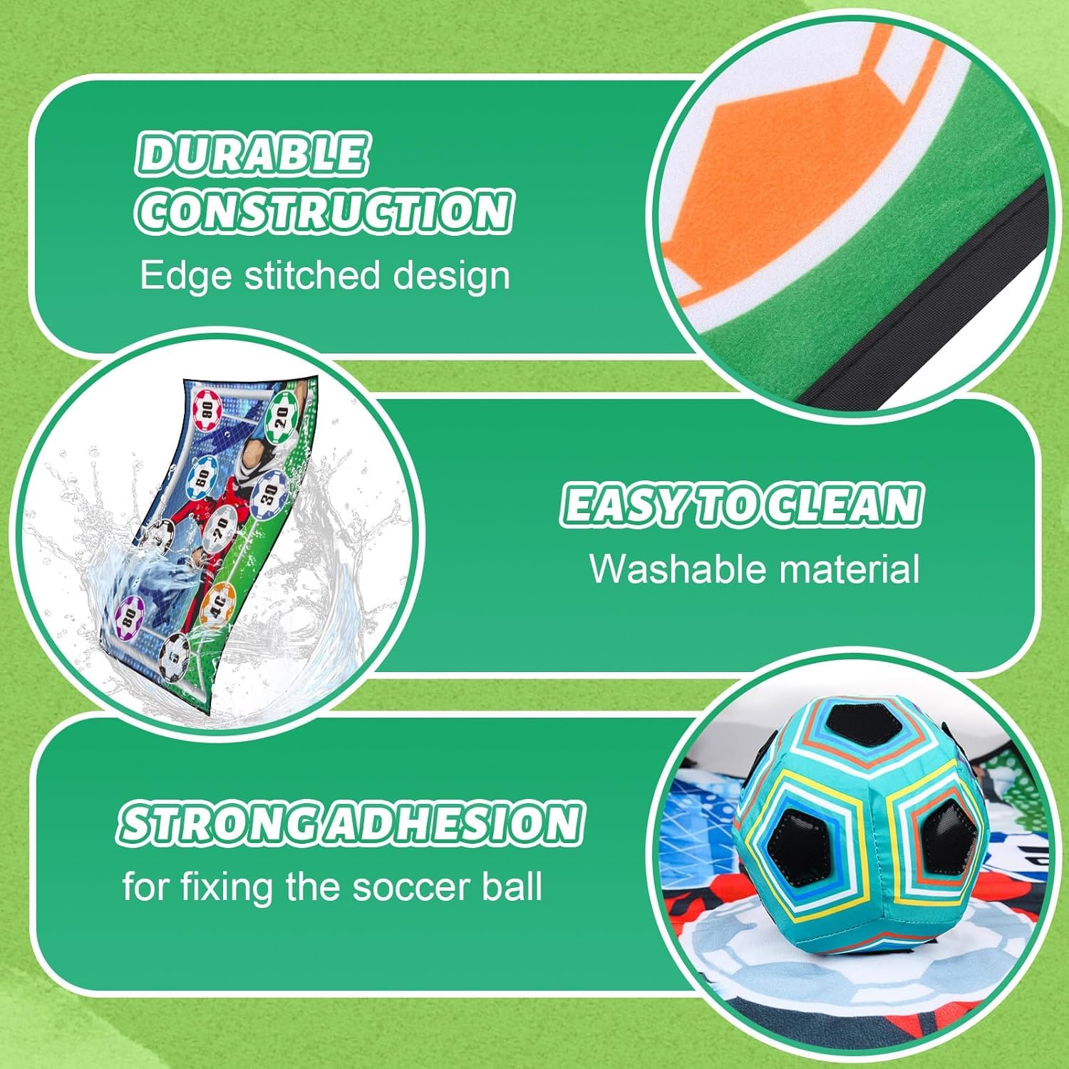 Soccer Ball Game Set for Kids Football Accuracy Exercise, Indoor Outdoor Toss Soccer Goal Game with Velcro Balls, Foldable Flannel Goals, Party Gifts for Boys Girls 3 4 5 6 7 8+ Year Old Toys — view 5
