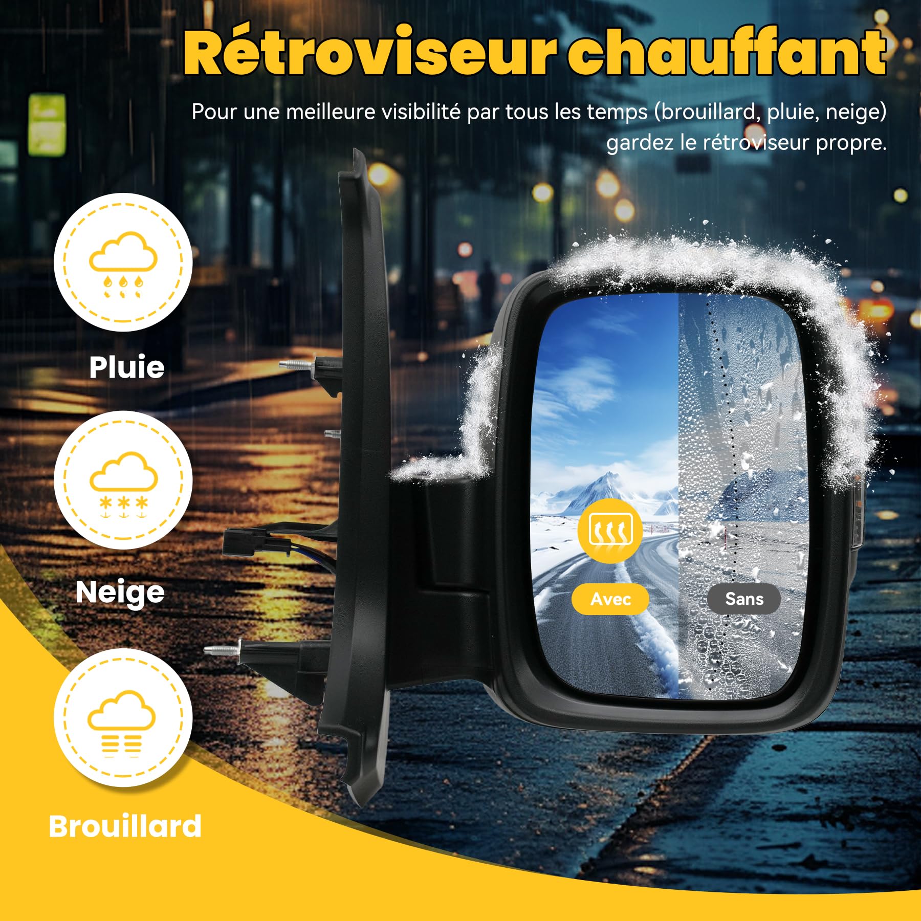 Außenspiegel Komplett für TRAFIC 3 Baujahr 2022-2025, PRIMASTAR Baujahr 2021-2025, Rechts Elektrisch Beheizbar Mit Blinker Mit Temp.Sensor 9 PINS, Ersatzteile 963012879R