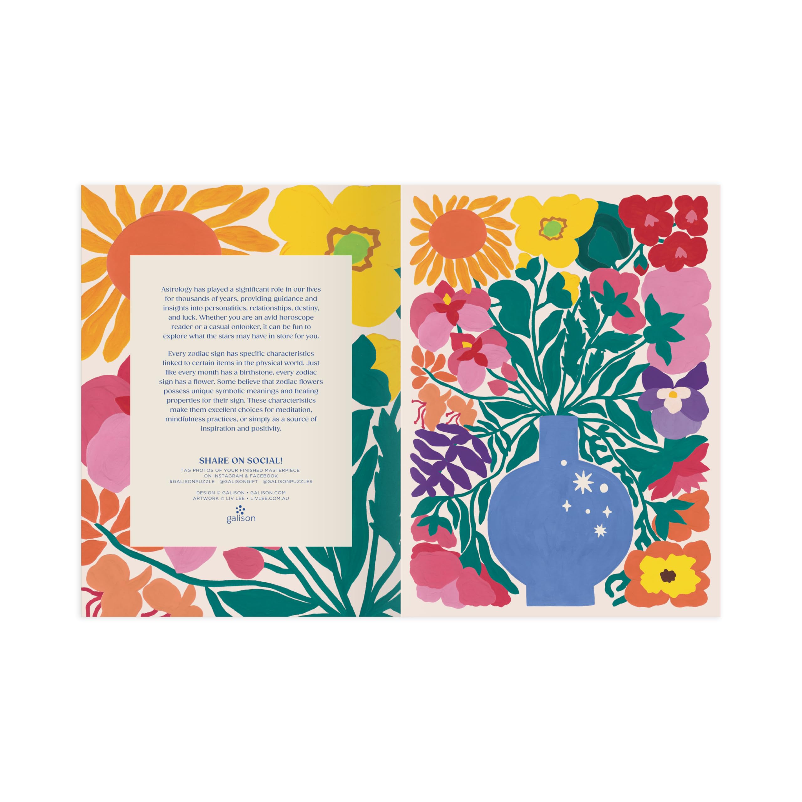 Galison Zodiac Flowers 1000 Piece Puzzle Featuring Artistic Flowers Paired With Zodiac Signs - Image 3