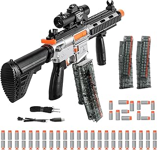 Electric Toy Foam Splatter M416 Automatic Splatter with 120 Soft Foam Darts Auto-Manual Mode Foam Splatter with Rechargeable Batteries Outdoor Team Game Toy for Boys, Girls, Kids, Teens,Adults, Age 8+