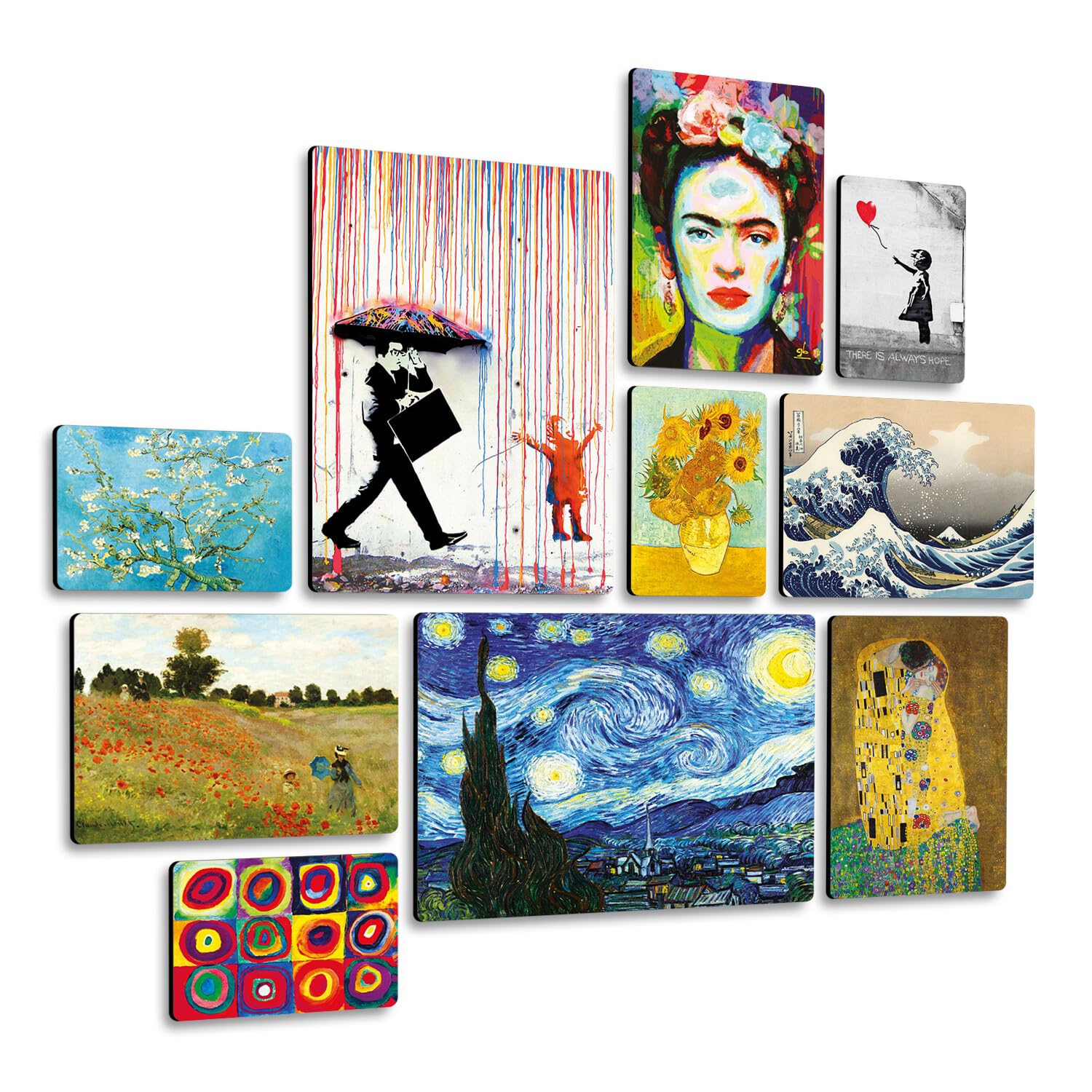 Tableaux multi-panneaux Giallobus en bois MDF - Lot de 10 peintures murales