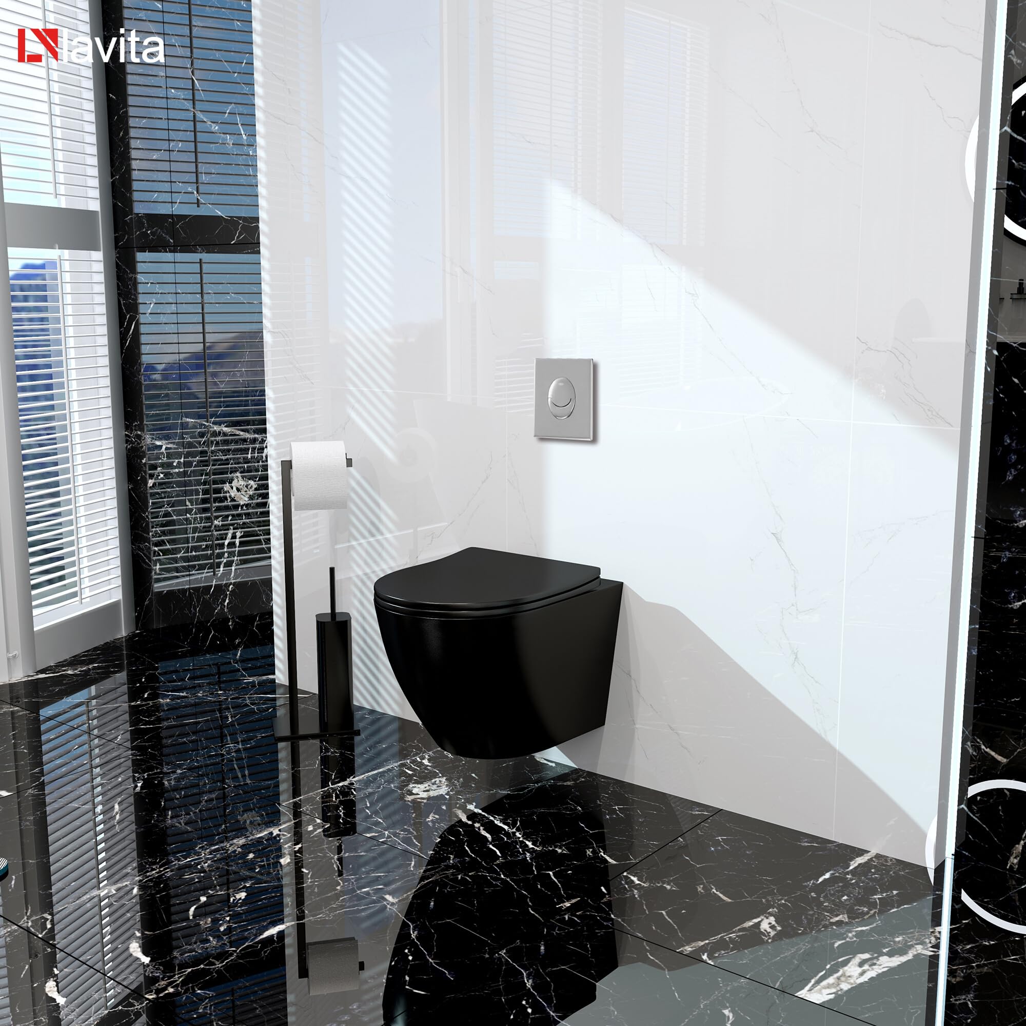 GROHE Vorwandelement Sinto Start + Wand Hänge WC Salto Schwarz Spülrandlos + + WC Sitz mit Absenkautomatik Verchromter Knopf Komplettset Unterputz Spülkasten Toilette Komplett Sett WC