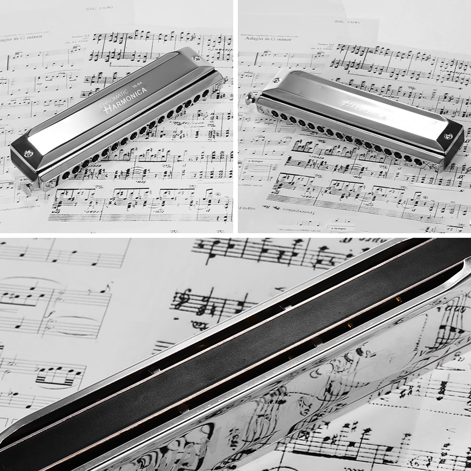 Swan SW-1664 Armonica Cromatica a 16 Fori Chiave C 64 Toni Organetto a Bocca per Artisti Jazz e Rock Professionisti con Custodia