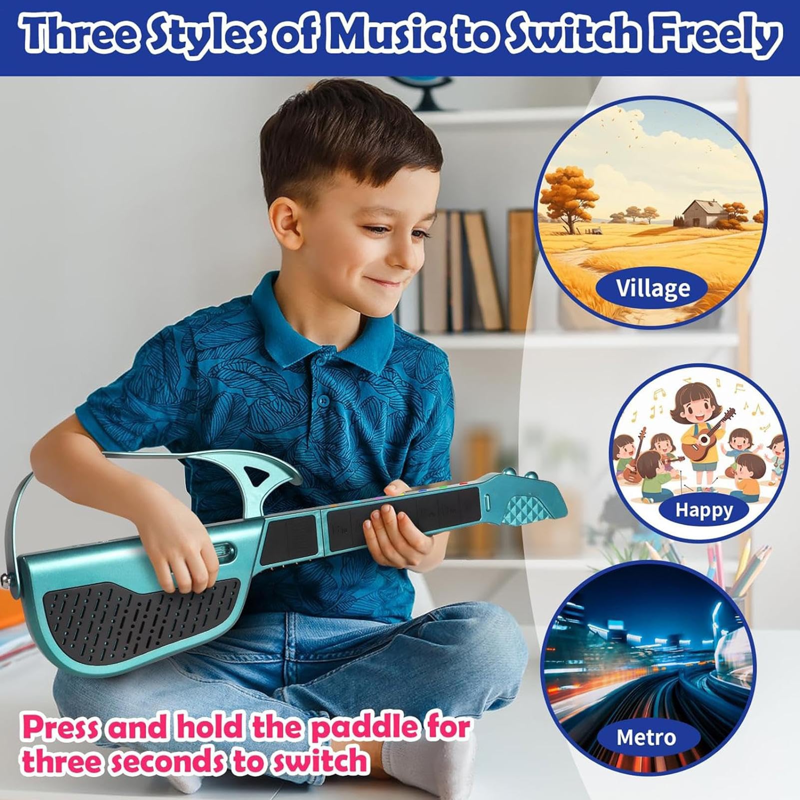 Guitarra para Niños Guitarra Eléctrica sin Cuerdas
