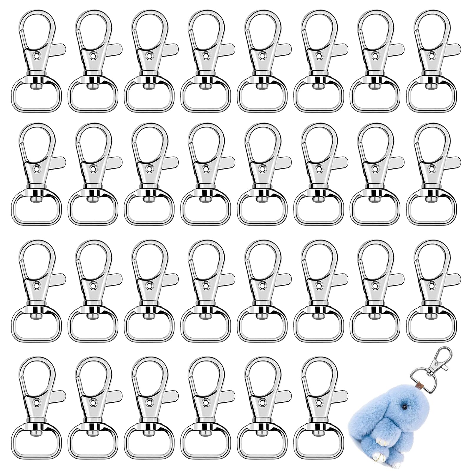 Portachiavi Metallici Con Moschettone Girevole - 30 Pezzi Argentati Per Borse, Progetti Fai Da Te E Cucito - Foto 7