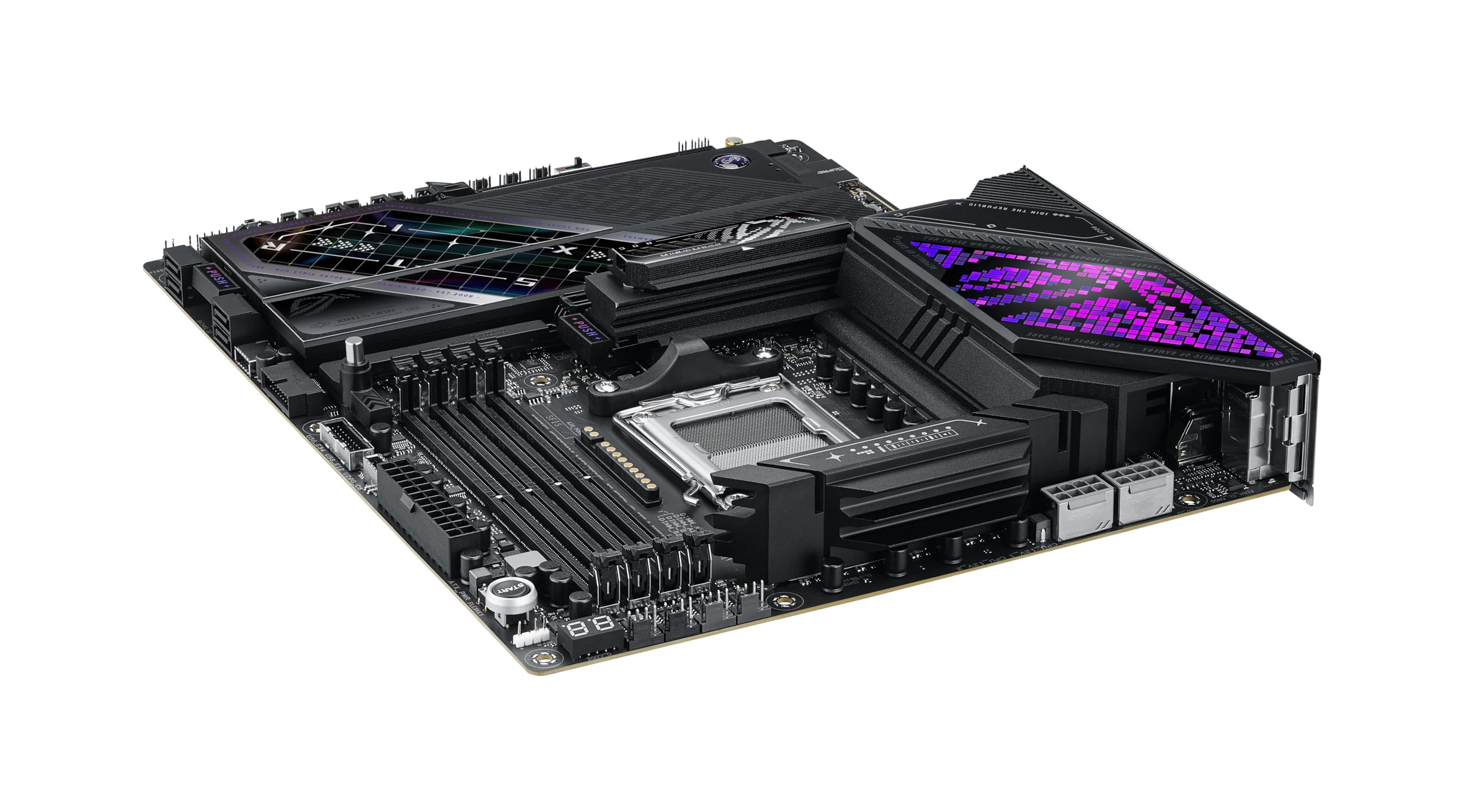 ASUS ROG Strix X870E-E Gaming WIFI7 NEO, placa base AMD ATX, 18+2+2 etapas de potencia, ranuras DDR5, cinco ranuras M.2, PCIe® 5.0 con soporte completo para GPU de próxima generación, Wi-Fi 7, USB 4
