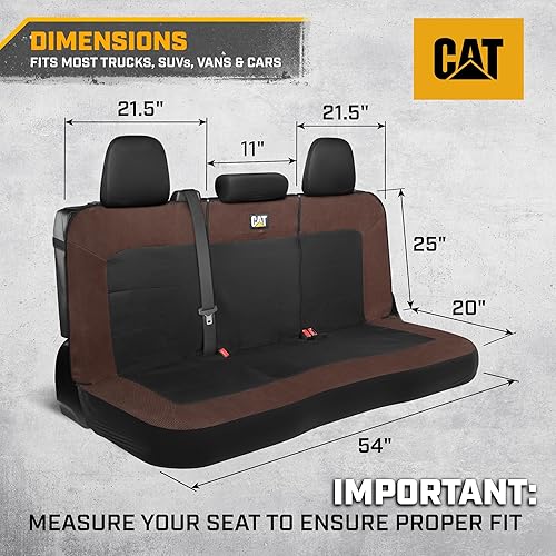 Miniatura 26 de CAT Flexfit Funda de asiento trasero negra para automóvil, SUV y camión - Material de lona duradero Fundas de asiento trasero de coche 60/40 Negro
