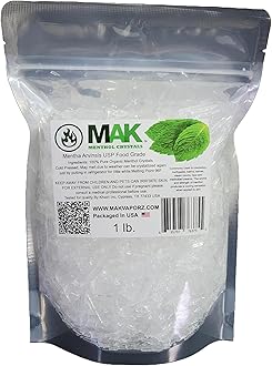 Mak Menthol Crystal 1 LB - Pure Organic 100% Natural - Menthol Crystals from Mint Crystal Mints Mentha Arvensis - Comes in Resealable Standup Bag for Long-Lasting Freshness