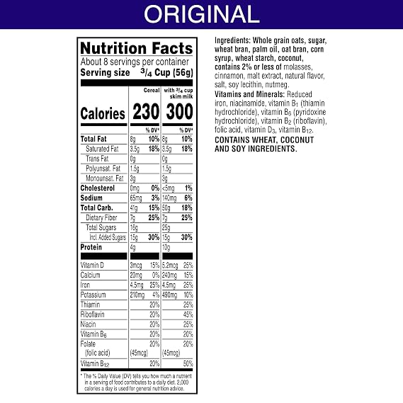 Kellogg's Cracklin' Oat Bran Breakfast Cereal, Fiber Cereal, Family Cereal, Original, 16.5oz Box (1 Box)
