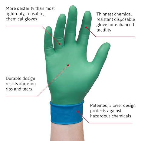 Ansell Microflex 93-260 Nitrile and Neoprene Gloves - Disposable, Chemical Resistant, Size X Small (Pack of 50) (93260060)