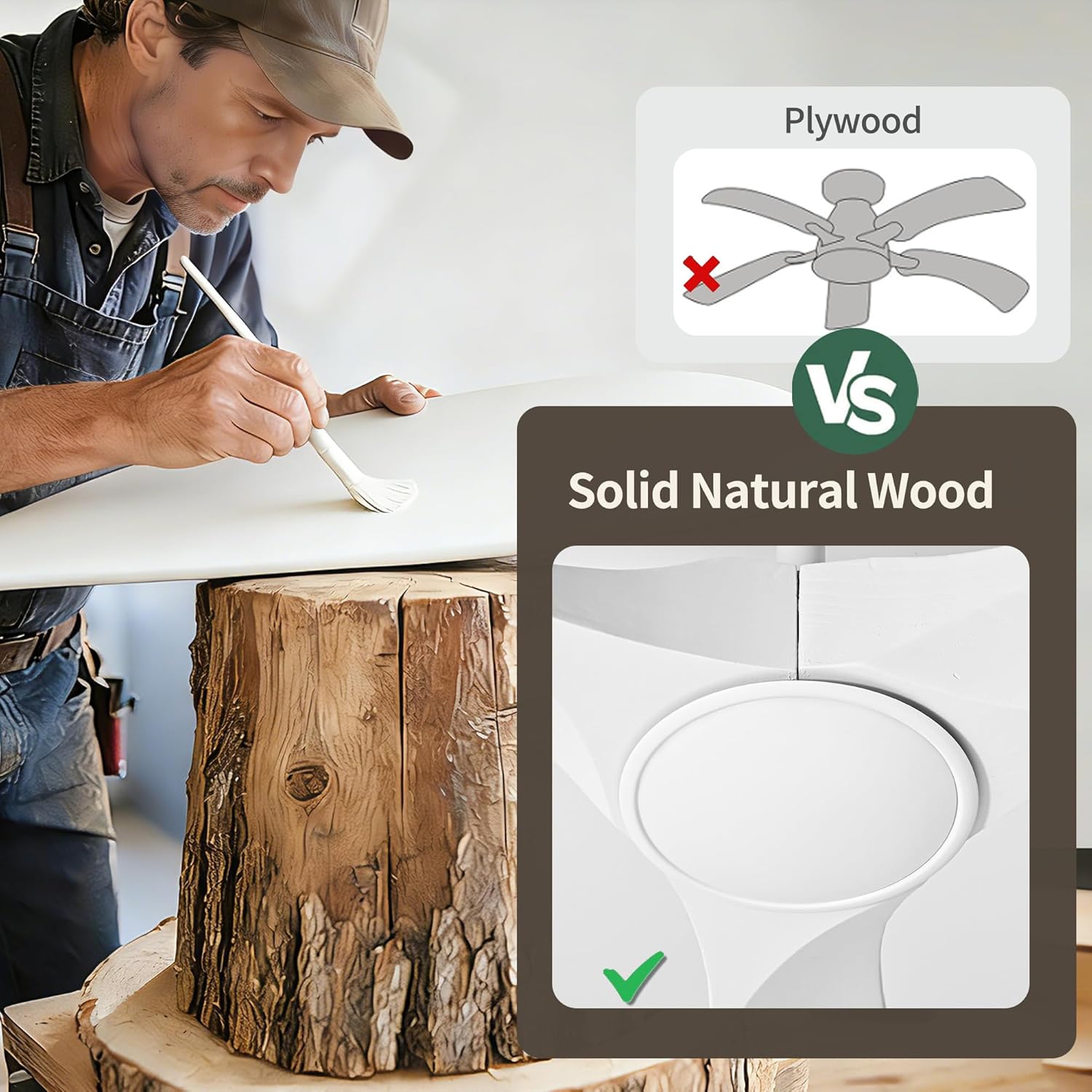 72 Inch White Ceiling Fan No Light, Wood Outdoor Ceiling Fans without Lights for Patios Gazebo Porch Living Room, Modern Exterior Extra Large High CFM Ceiling Fan No Light with Downrod