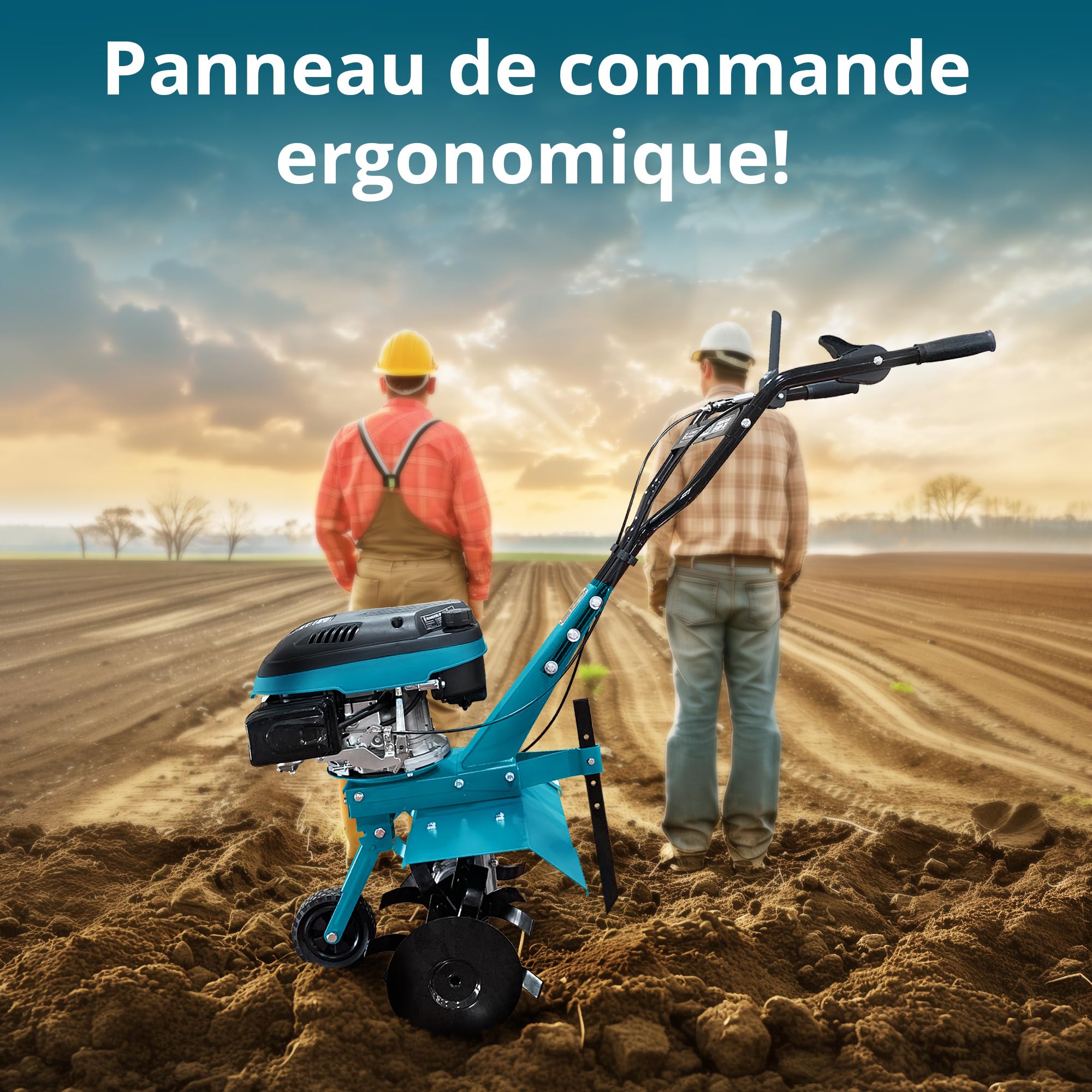 Könner & Söhnen KS 4HP-70 Motobineuse à Essence avec entraînement par Courroie, motoculteur avec Fraise Sabre forgée, Largeur de Travail ≤ 70 cm, Profondeur de Travail ≤ 27 cm, Puissance du Moteur 4