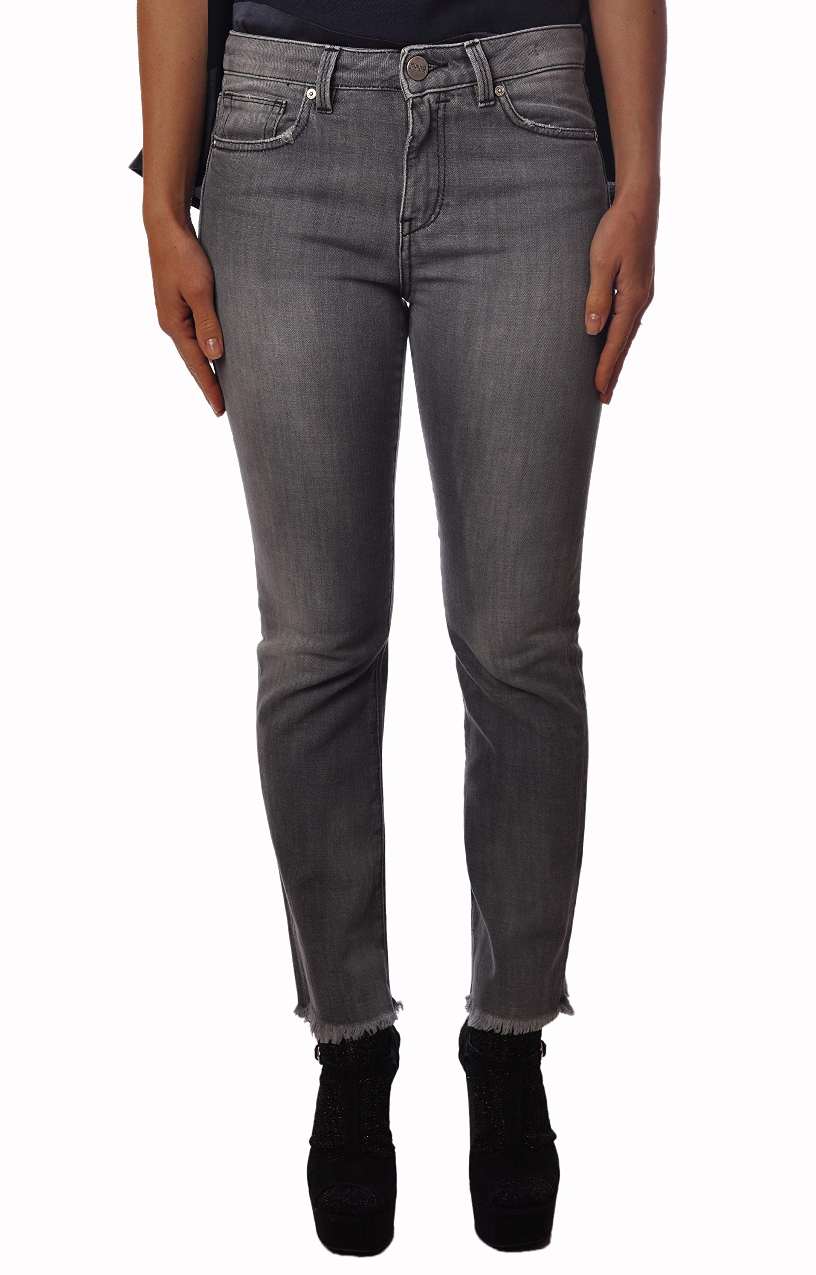 Pinko Denim Grigio con gambuli Effetto trombetta sprofilati sul Fondo. Codice CLIZIAPJ-DenimTrombetta-VintageGrigio (29)