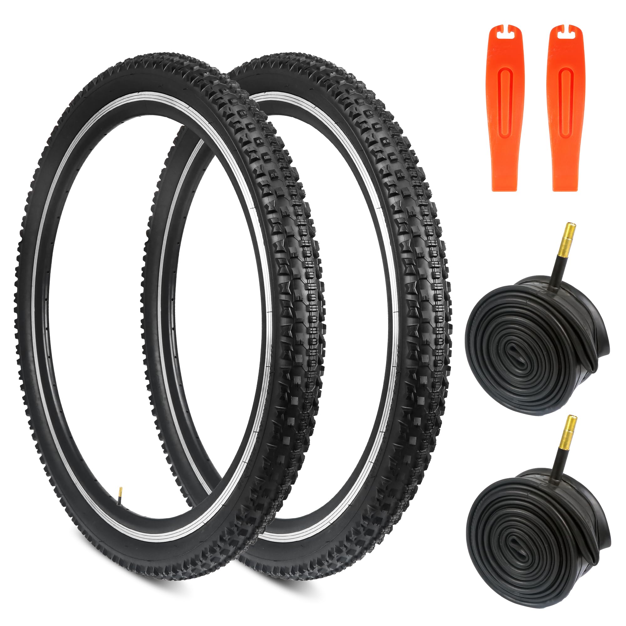 GRELiving 2 Stück Fahrradreifen+Fahrradschlauch Fahrradmantel 26/27.5/29 x 2.1 Zoll Bike Tires Reifen für Mountain Bike/Citybike/Rennrad