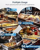 Vista 9 de 4 paquetes de sartenes de hotel con tapas, tamaño completo 4" de profundidad, sartén de mesa de vapor de acero inoxidable de 19 calibres de espesor