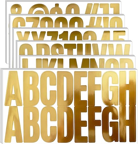 400 piezas de 24 hojas de 2.5 pulgadas. Calcomanías autoadhesivas doradas del alfabeto, grandes, letras doradas para planchar, calcomanías de vinilo
