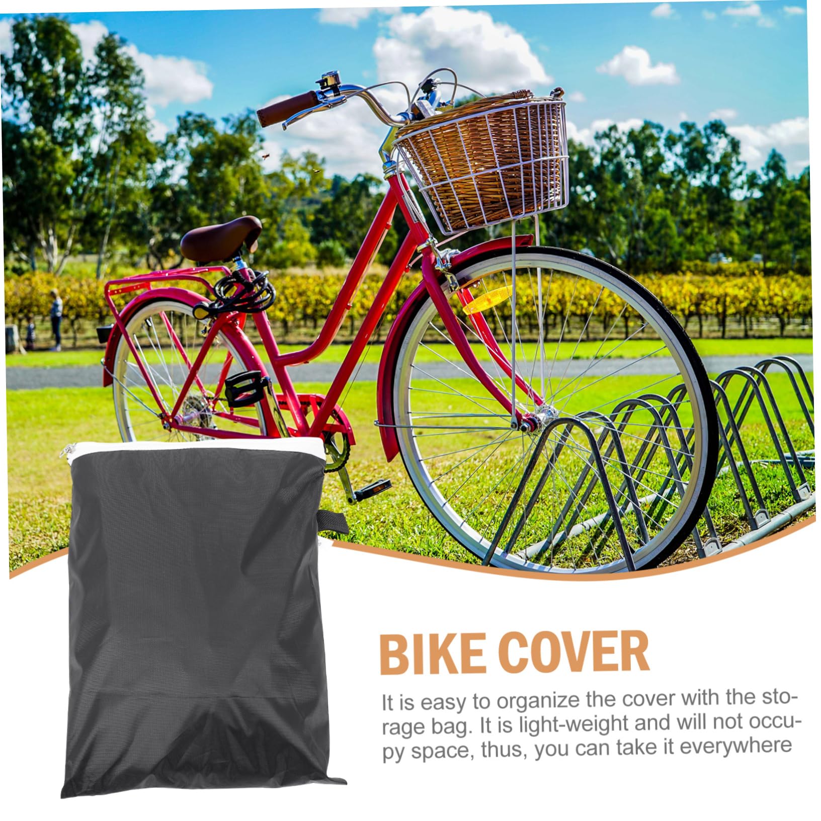 Fahrradabdeckung Mountainbike 210D Oxford Cloth Schwarz mit Aufbewahrungstasche für Outdoor Aufbewahrung