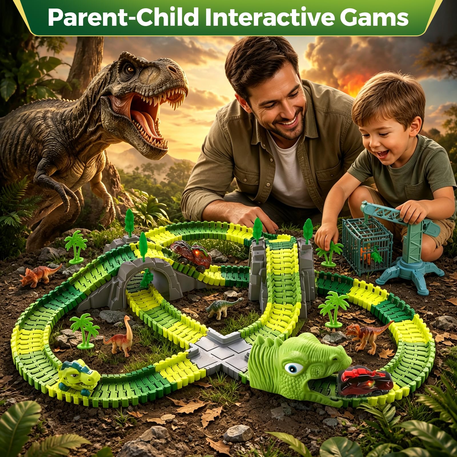 Dinosaur Race Track Toys - 292PCS for Kids -7