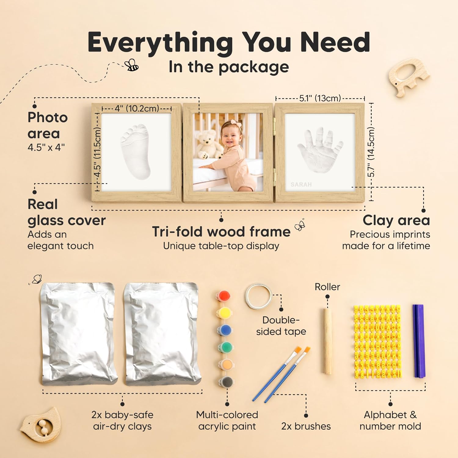 KeaBabies Baby Shower Gifts for Boys, Girls and Pregnancy Journal Memory Book - Baby Hand and Footprint Kit for Baby, Newborn Keepsake Footprint Kit - 90 Pages Hardcover Pregnancy Book Planner