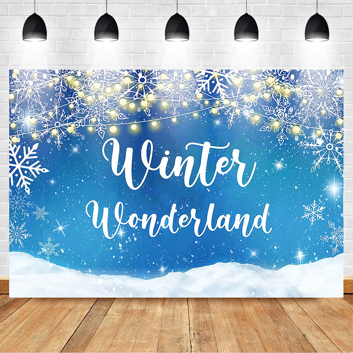 Avezano Winter Wonderland Backdrop Banner – 70.8x43.3 Inch, Snowflake Photo Booth Background - View #13