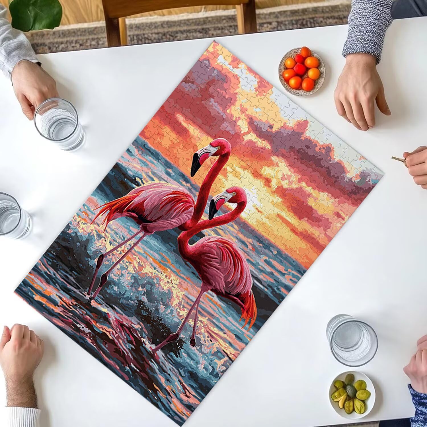Puzzle dla dorosłych, 1000 elementów, flaming, 1000 elementów, puzzle dla dorosłych, gra edukacyjna, 76 x 50 cm, odpowiednie do dekompresji i dekoracji ścian pokoju, prezenty j-458