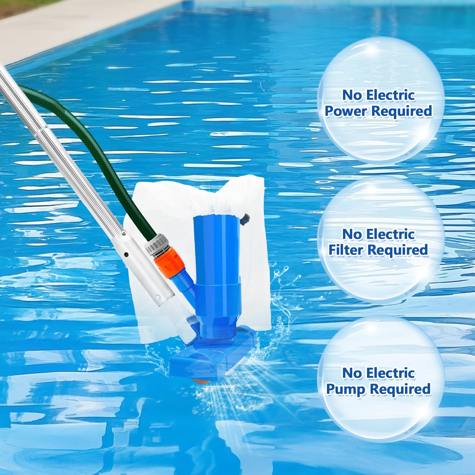Pool Cleaning Kit, 140cm 4.6ft Swimming Pool Vacuum Cleaner with Large Capacity Skimmer Net, Portable Telescopic Pole Pool Vacuum Cleaner, Handheld Pool Pond Hot Tub Net for Cleaning, Upgraded Brush - 4