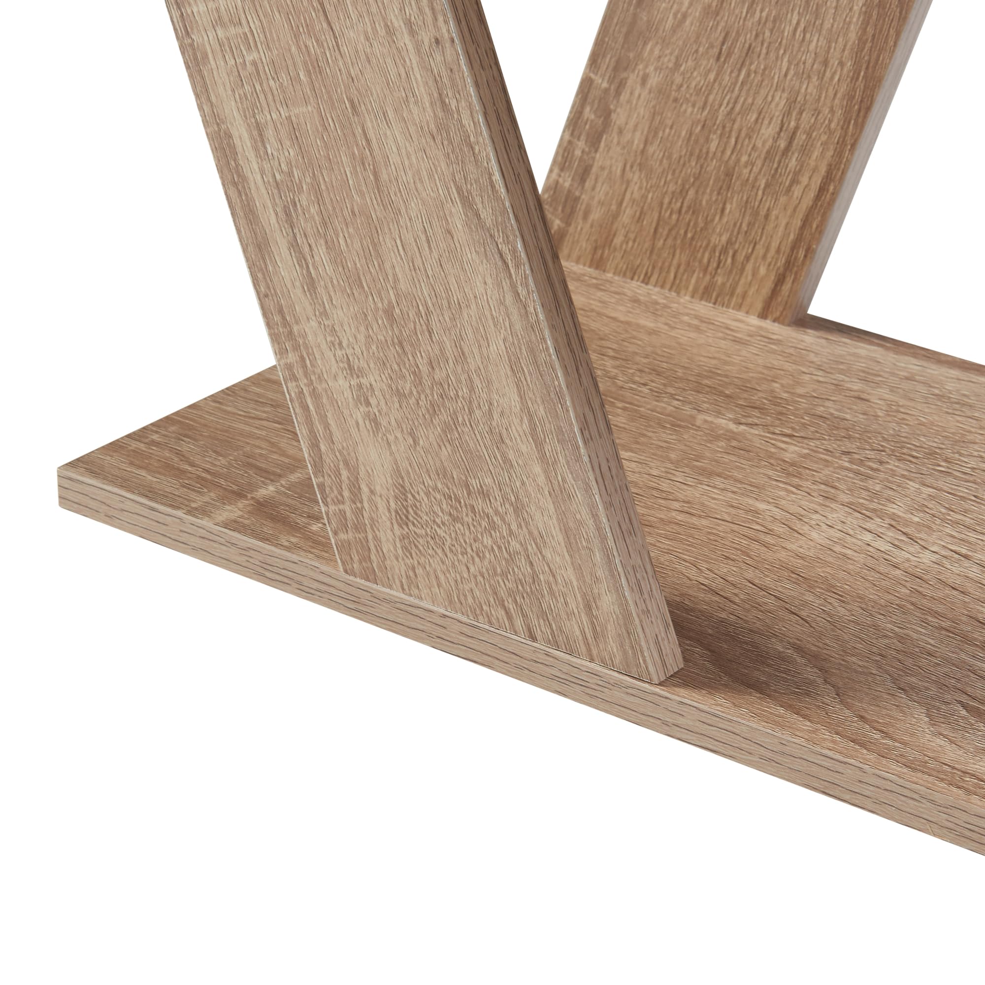 [en.casa] Versátil Mesa Auxiliar con Amplio Tablero y 2 Estantes Mesita de Noche Mesa de Sofá Original Diseño con Lamas Inclinadas Aglomerado 60x22x57 cm - Efecto Roble