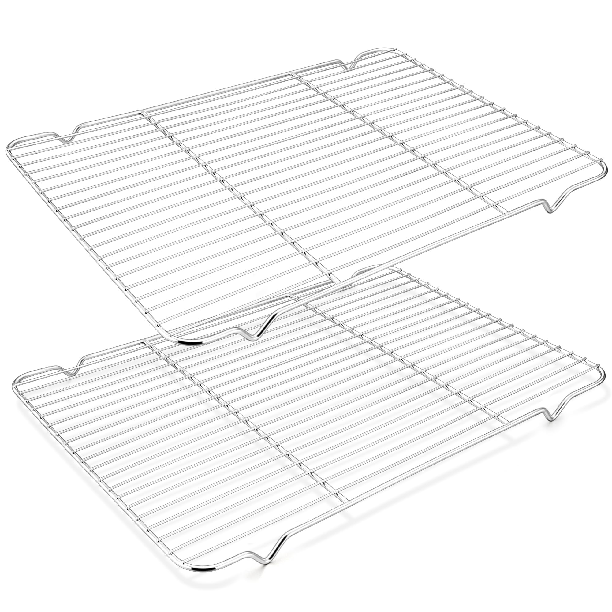Herogo, griglia di raffreddamento in acciaio inox, set da 2 pezzi, rettangolare, griglia di raffreddamento per arrosti, grigliate, grigliate, 38,6 x 28,4 x 1,5 cm, grande griglia per forno