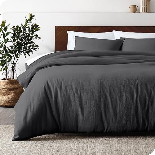Bare Home Funda nórdica para cama KingCalifornia King, 100% lino, transpirable y duradera, Funda de edredón con fundas de almohada (KingCal King,