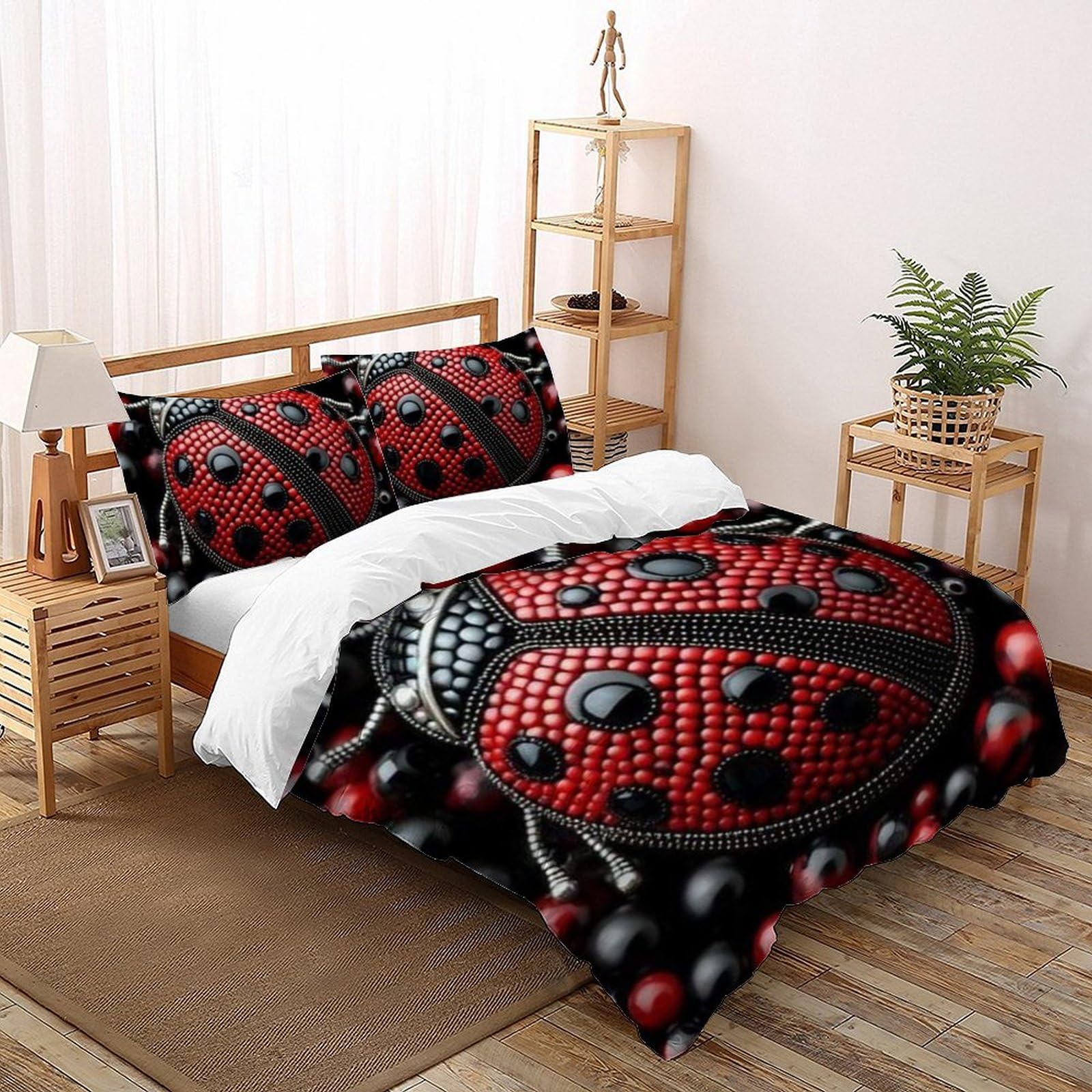 Housse de couette coccinelle rouge 200x200 microfibre pour chambre garçon