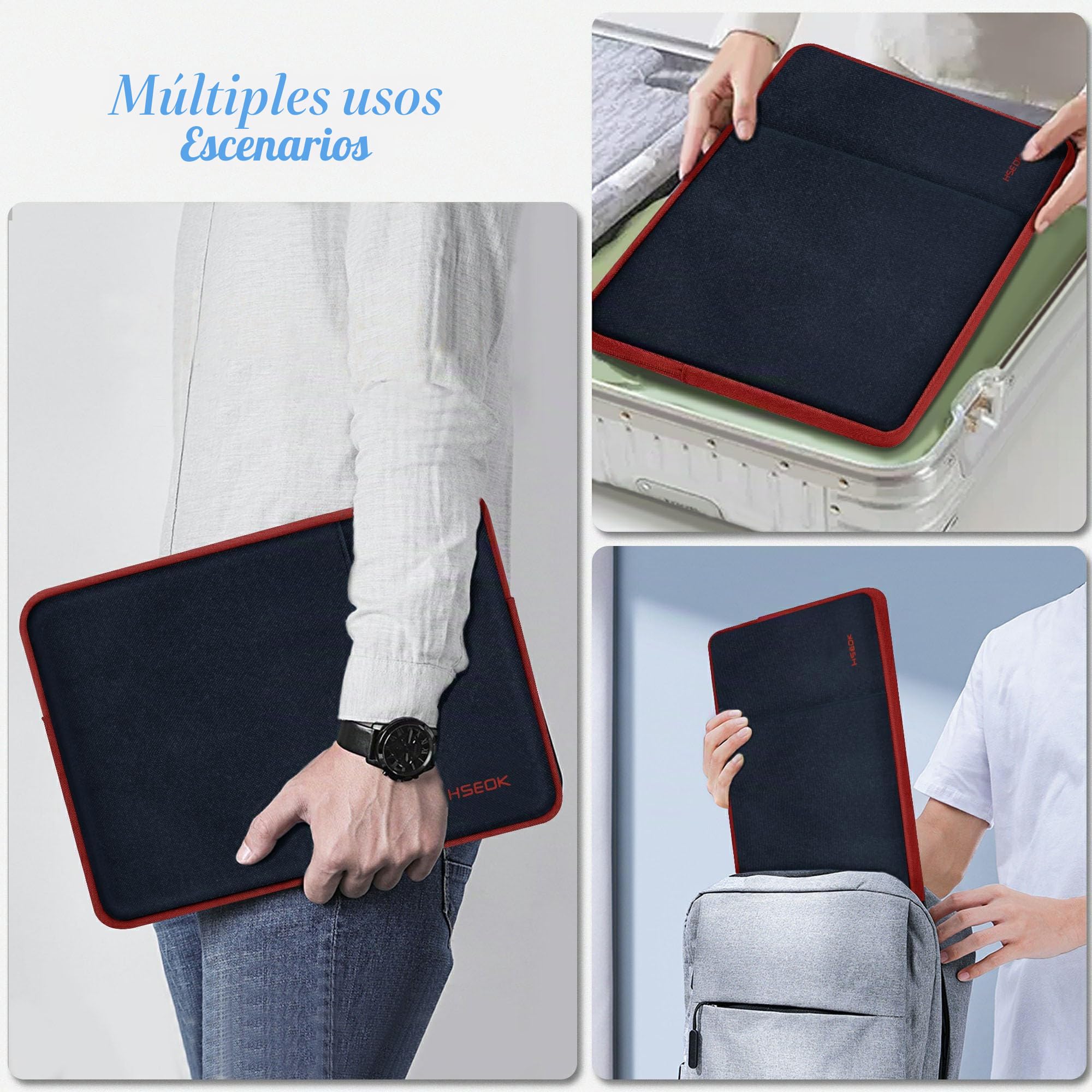HSEOK 15,6" Funda para Computadora Portátil, Funda Impermeable a Prueba de Golpes con Bolsillo Lateral, Compatible con MacBook Pro 16"/15" y la Mayoría de Las PC de 15" 15,6" 16",B02K02