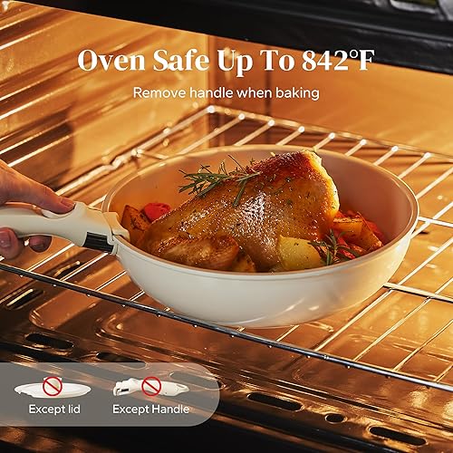 Miniatura 4 de Redchef Juego de ollas y sartenes de cerámica, juego de utensilios de cocina antiadherentes con mango desmontable, juego de utensilios de cocina no