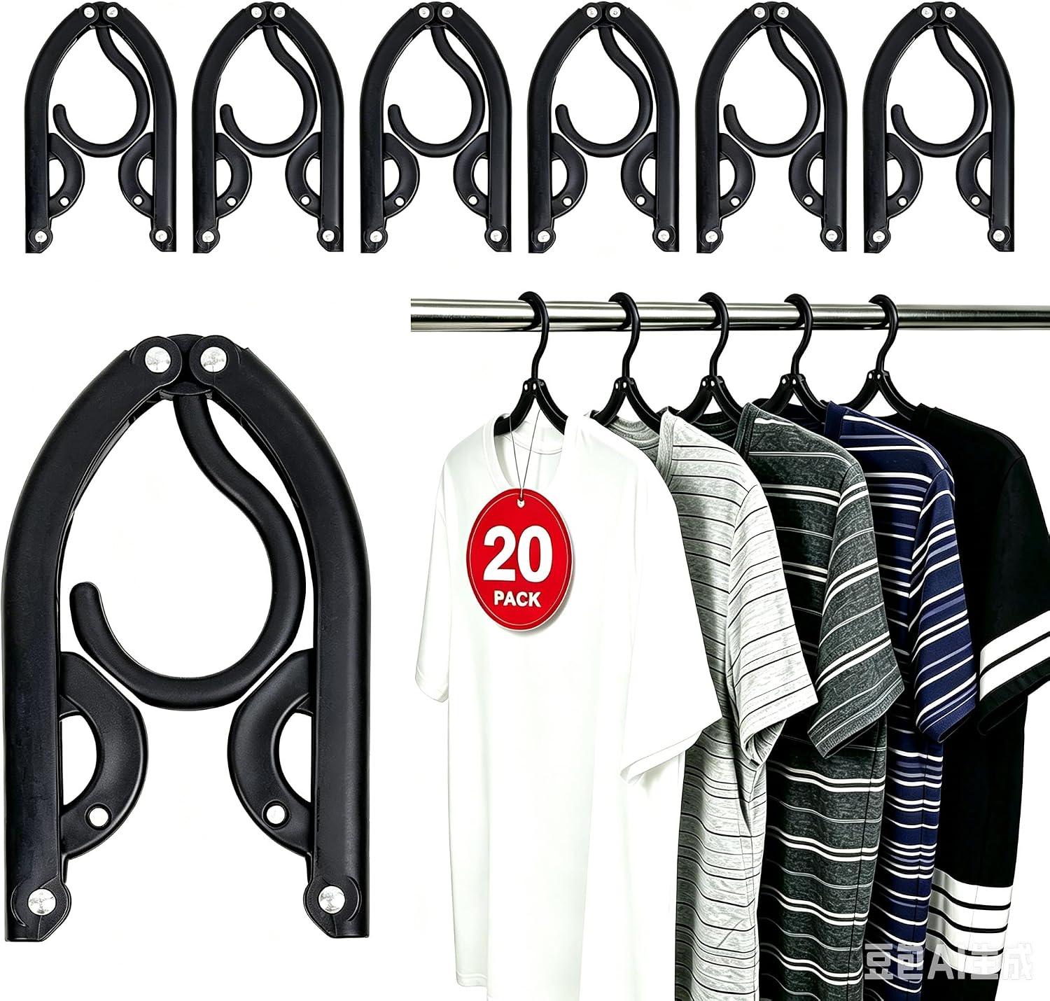 12PCS Travel Hangers, Portable Foldable Plastic Hangers for Cruise, Black