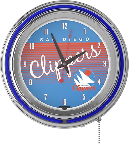 Miniatura 2 de San Diego Clippers Hardwood Classics NBA Reloj de neón cromado
