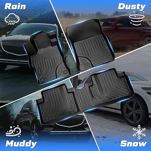 Miniatura 5 de Sunsdrew Alfombrillas de piso para Honda Civic 2012 2013 2014 2015 Todo clima Goma Revestimientos de piso para Civic, 3 piezas Conjunto completo