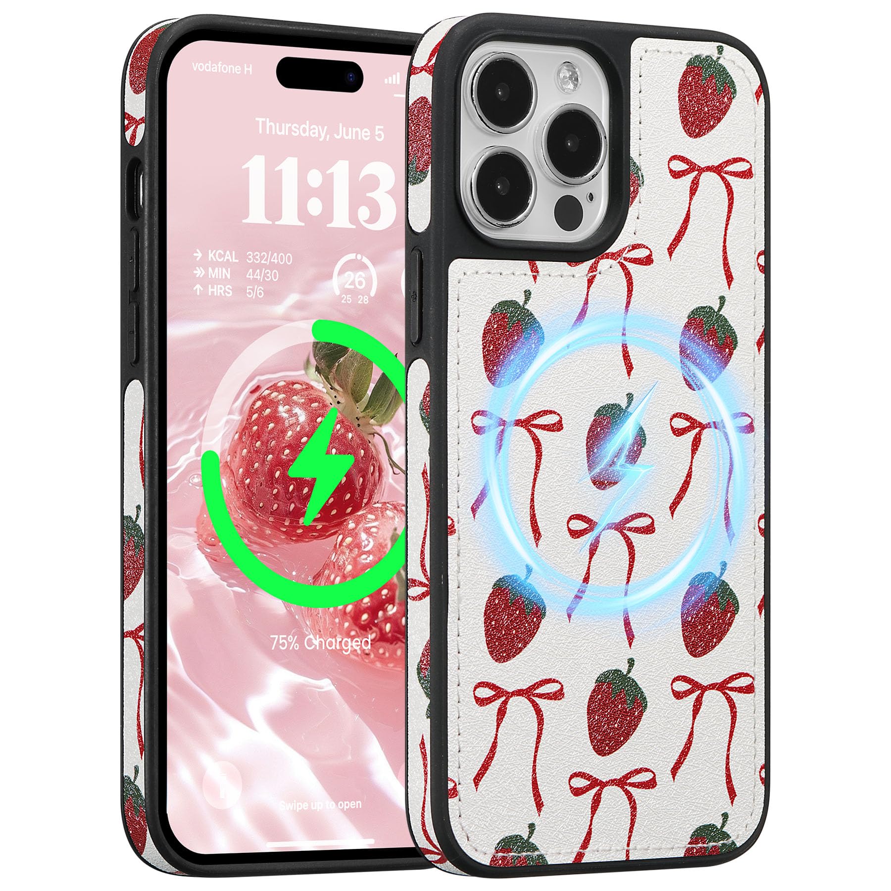 ZCDAYE Case for iPhone 15 Pro Max Compatible with Magsafe, PU Leather Cute Phone Case for Women Girls,Durable Bumper Shockproof Phone Cover for iPhone