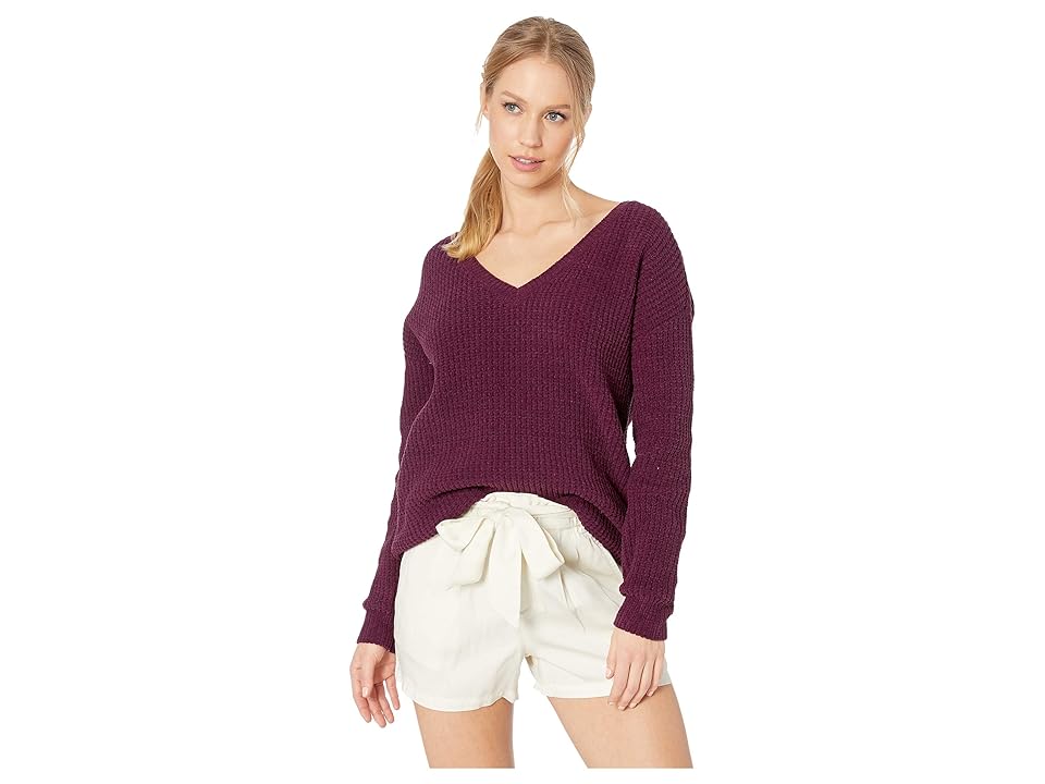 

BB Dakota Cool Runnings V-Neck Sweater (Boysenberry) Women's Sweater, Pink