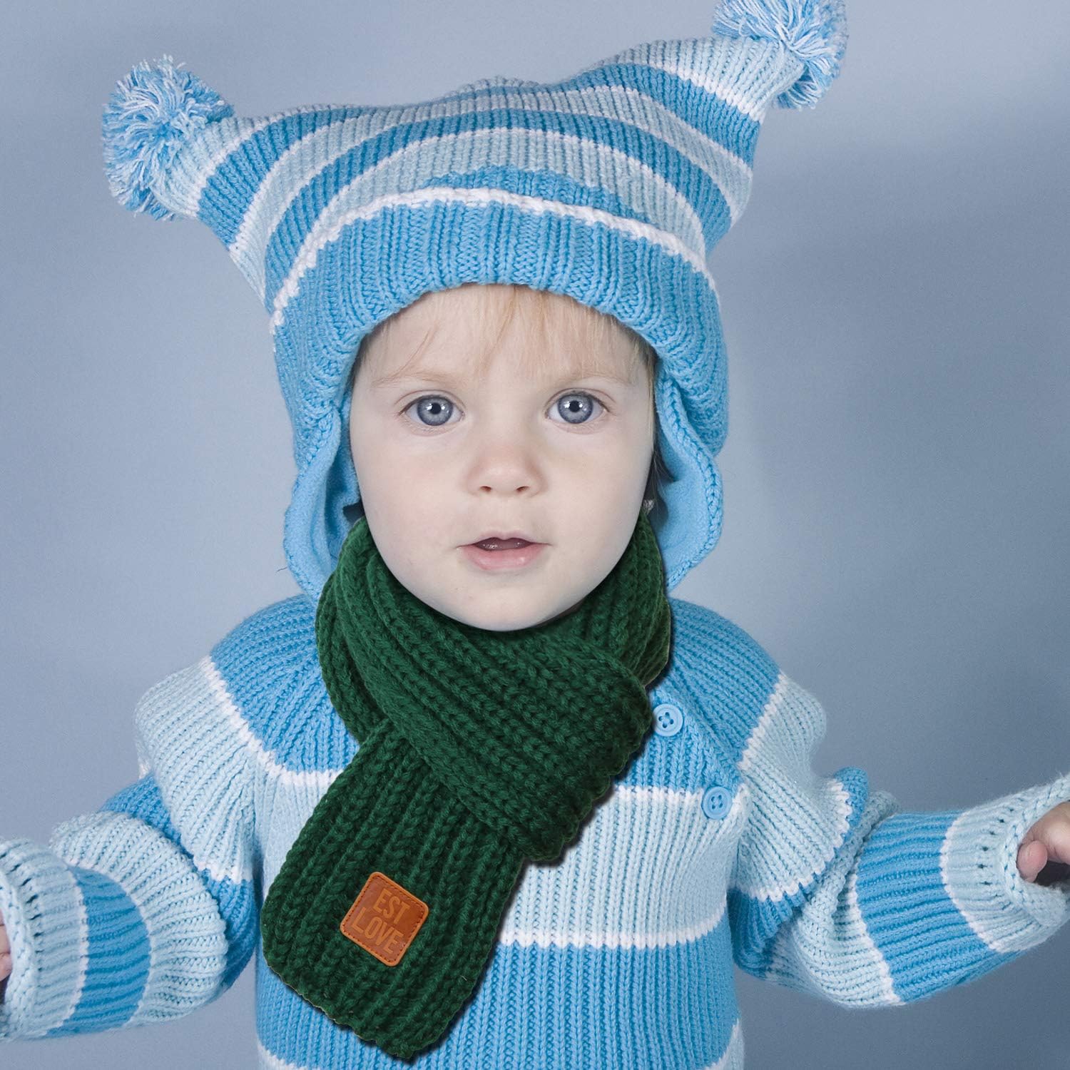 URATOT 3 Pieces Kids Knitted Scarf Winter Toddler Solid Color Warmer Scarf for Boy Girls: Clothing, Shoes & Jewelry