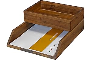 Acacia Wood Tabletop Wooden Letter Tray for Home Office Storage: The Perfect Office Organization Solution
